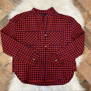[Scotch and Soda] Red and Blue checkered 1/4 button Flannel top - XS